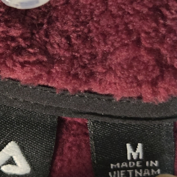 Fila Sport Long Sleeve Full Zip Fleece Jacket Burgundy Black Logo Womens MED EUC - Picture 5 of 9